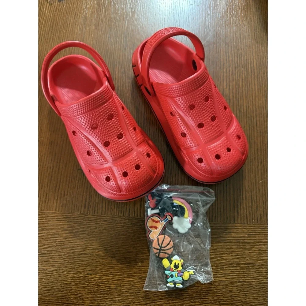Classic Kids Clogs/water Shoes Lightweight Size 13 Little Kids Red  With Jibbitz